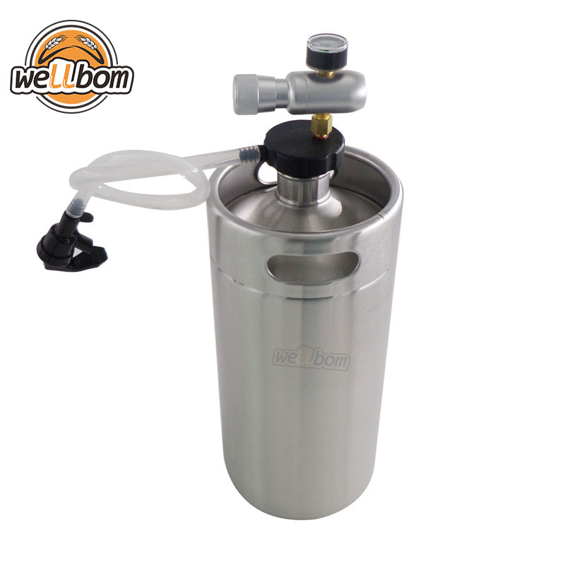 3.6L stainless Steel Mini keg Growler with Regulator Co2 Charger & Mini Keg Coupler